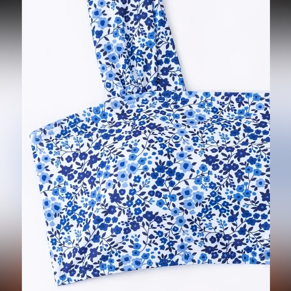 White & Blue Floral Print High-Waisted Bikini Set - Picture 4 of 8